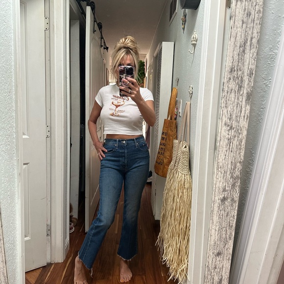 MOTHER Indigo Straight Leg Jeans tripper ankle fray 26 - Picture 4 of 13